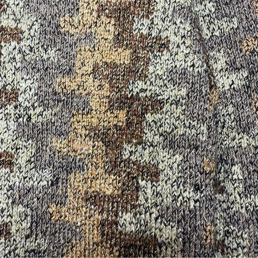 South Cotton Hand Knit Sweater Cardigan Brown Gold - Small - Picture 5 of 9